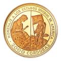 Nicaragua 2000 Cordobas Gold 1975 U.S. Bicentennial BU