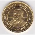 Nicaragua 50 cordobas gold 1967 Ruben Dario