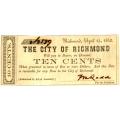Virginia Richmond 10 Cents 1862 City Note UNC