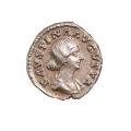Roman Empire AR Denarius Faustina II 146-175 A.D. ChXF RIC 712 Kids on Bed
