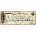 South Carolina Columbia 1872 $5 Revenue Bond Scrip UNC