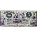 South Carolina Cheraw 1857-1858 $5 Merchants Bank of South Carolina SC-60 G4a VF