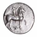 Tarentum Calabria AR Nomos 281-272 B.C. Boy on Horse-Taras on Dolphin Choice VF