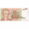 Yugoslavia 5000 Dinara 1993 P#128 AU