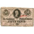 50 cents 1863 Confederate Bank Note T63 VF