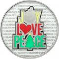 2021 1oz  Enameled Peace Love Joy Christmas Silver Round (XE-12)