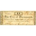 Virginia Portsmouth 1862 25 cent bearer note City of Portsmouth VF