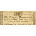 Virginia Portsmouth 1862 50 cents bearer note City of Portsmouth VF