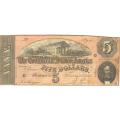 $5 1864 Confederate note Richmond VA F-VF