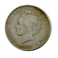 Spain 5 pesetas silver 1892-1894 Alphonso XIII Child Head