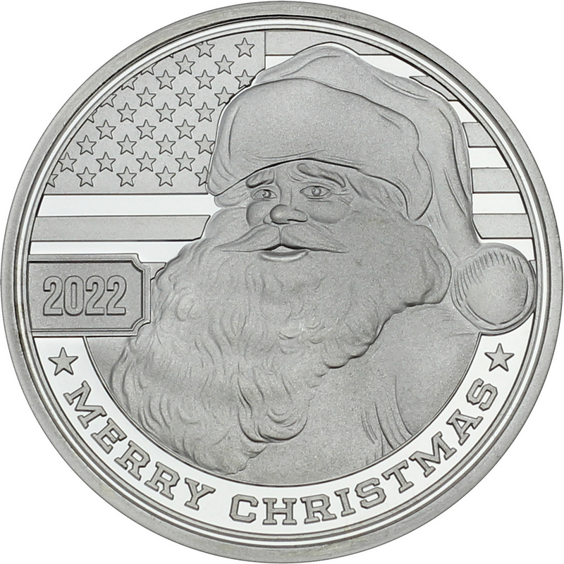 2022 Patriotic Santa Claus Merry Christmas 1oz Silver Round (X-7)